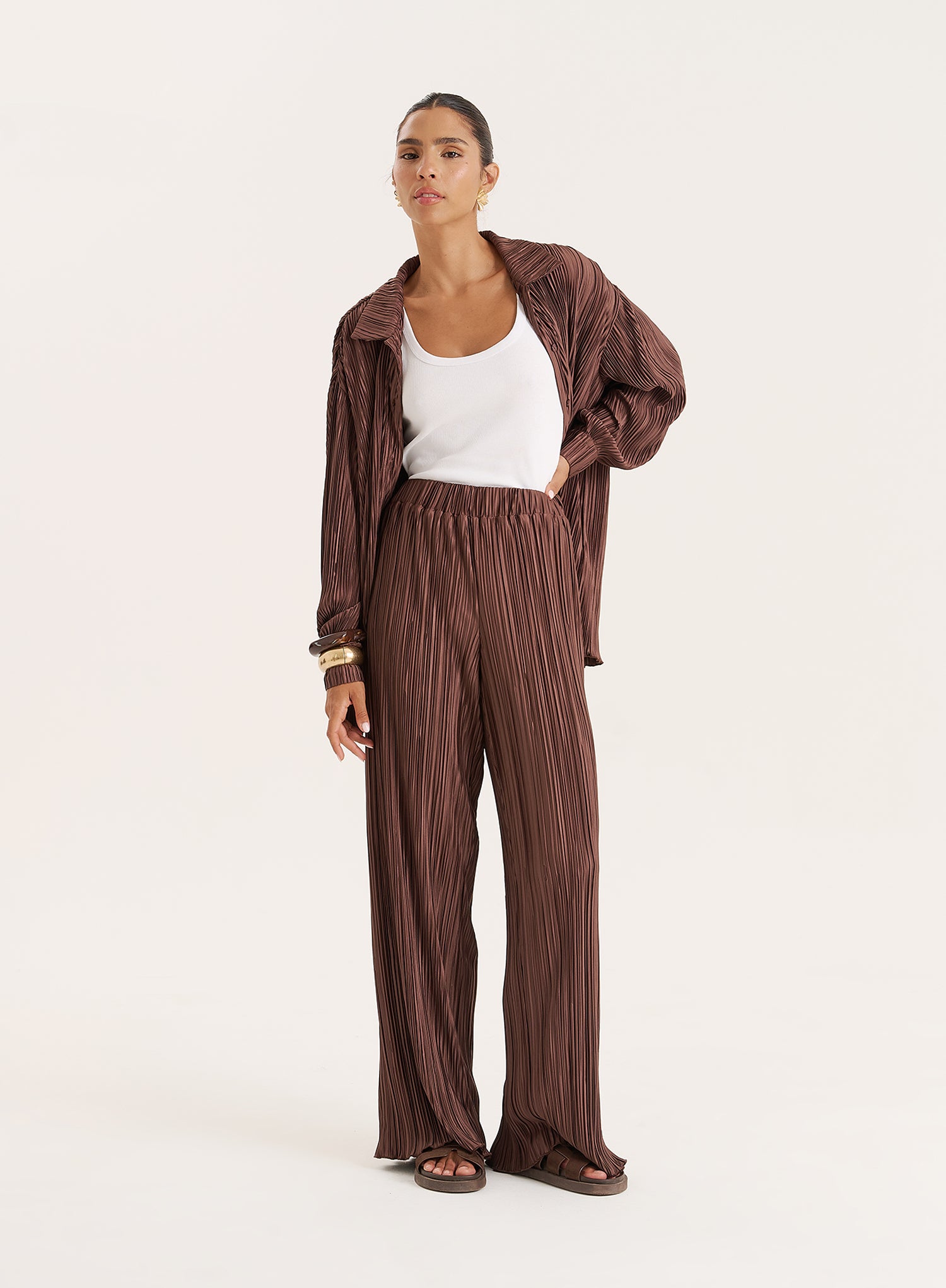 Chocolate Plisse Trouser